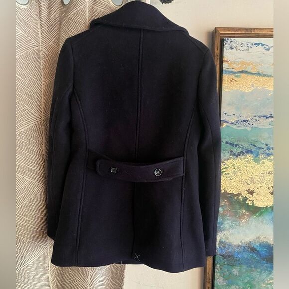 J Crew Stadium Cloth By Nello Gori Navy Blue Pea Coat Womens Jacket Size 2 NEW - Picture 2 of 16